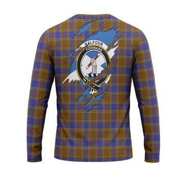 Balfour Clan Crest In Me Tartan Long Sleeve T-Shirt Scotland Flag Style