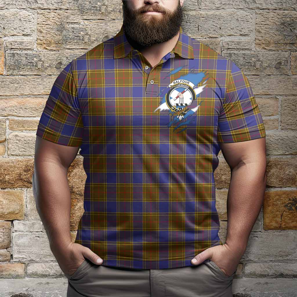 Balfour Clan Crest In Me Tartan Polo Shirt Scotland Flag Style