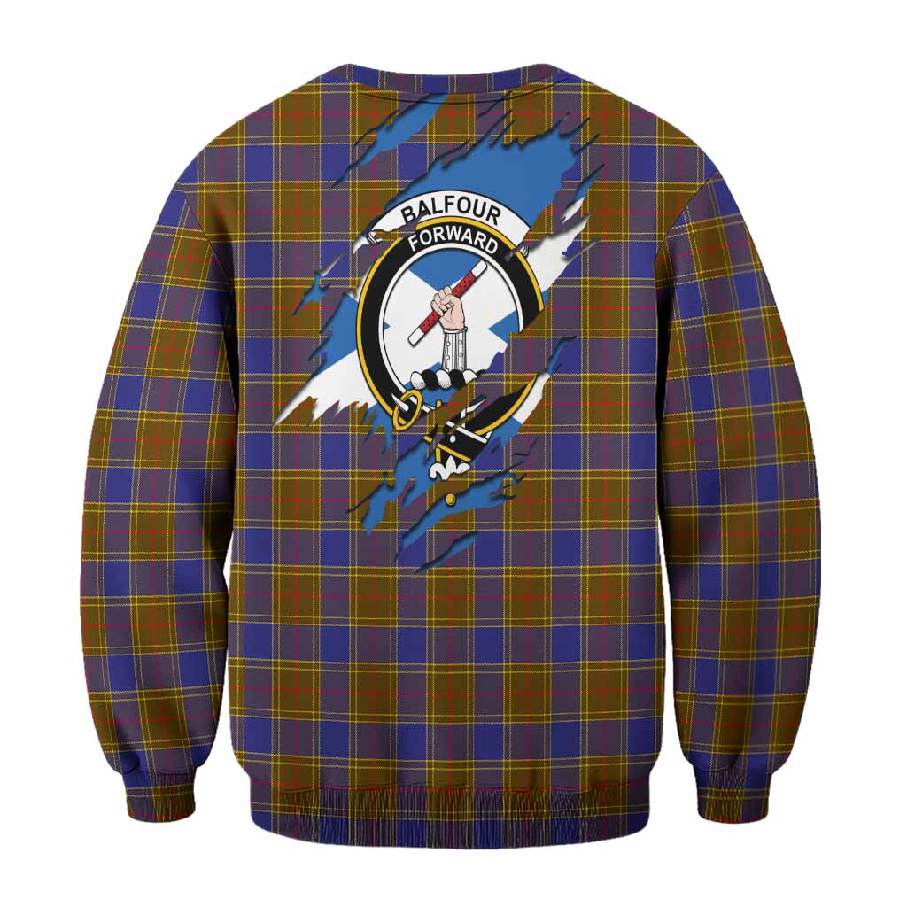 Balfour Clan Crest In Me Tartan Sweatshirt Scotland Flag Style
