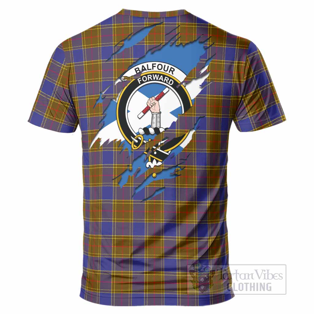 Balfour Clan Crest In Me Tartan T-Shirt Scotland Flag Style