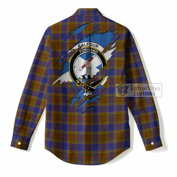Balfour Clan Crest In Me Tartan Women Casual Shirt Scotland Flag Style