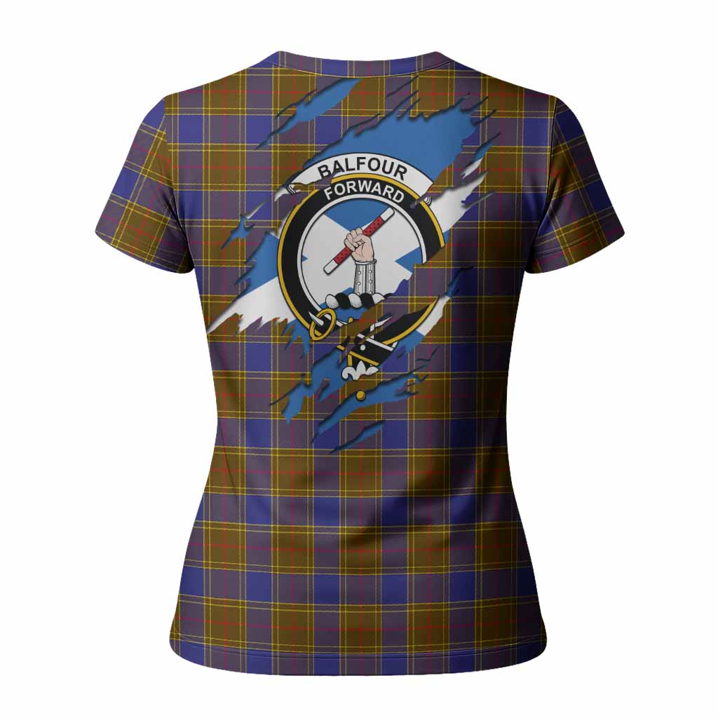 Balfour Clan Crest In Me Tartan Women T shirt Scotland Flag Style