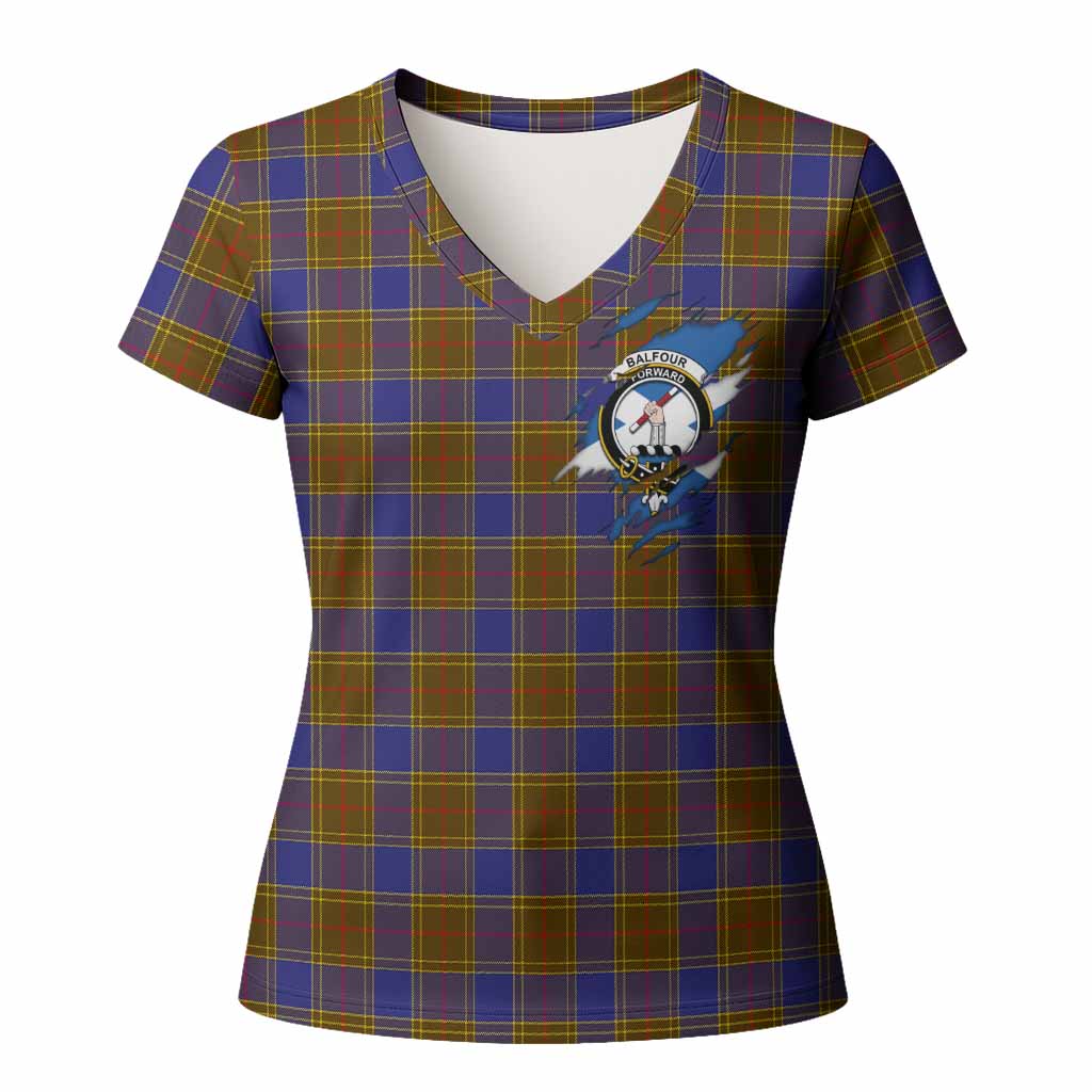 Balfour Clan Crest In Me Tartan Women T shirt Scotland Flag Style