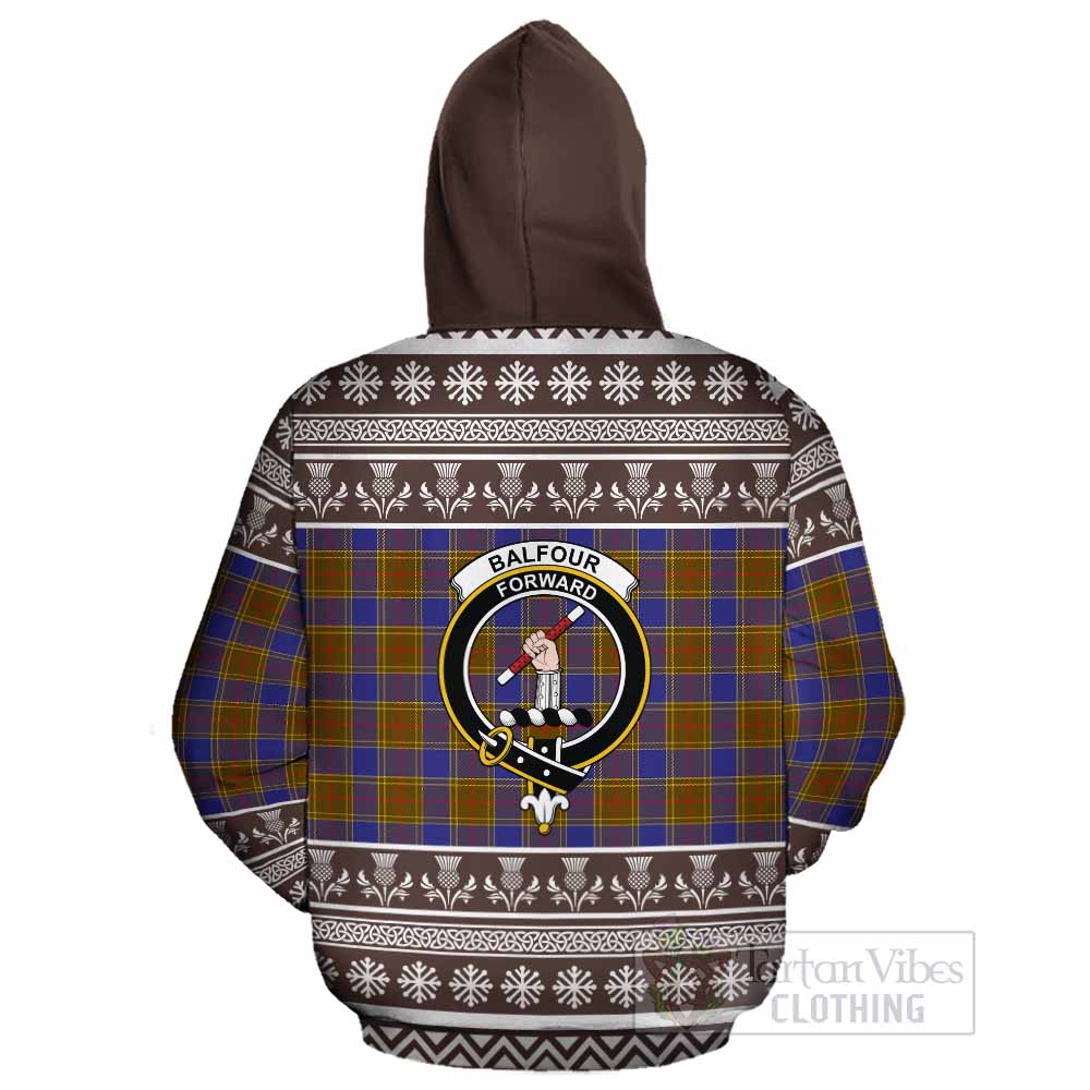 Balfour Clan Tartan Christmas Cotton Hoodie with Family Crest - Tartan Vibes Clothing