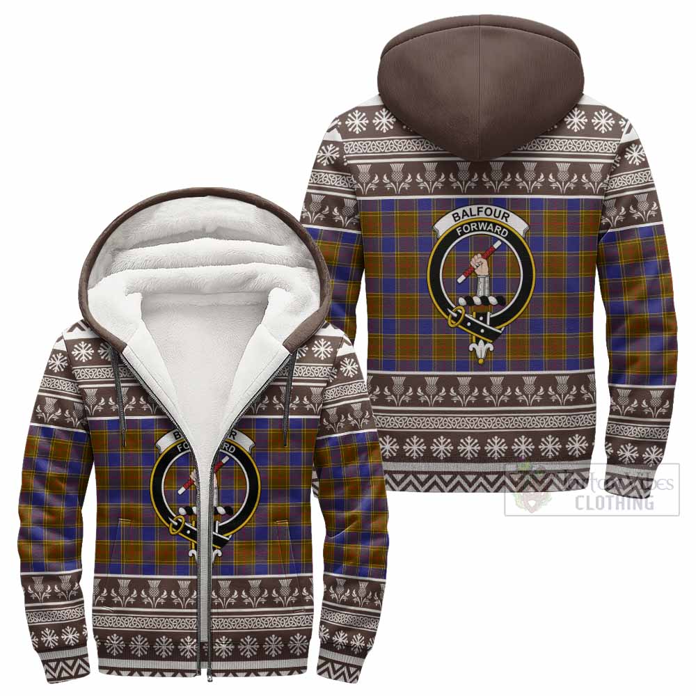 Balfour Clan Tartan Christmas Fleece Hoodie with Family Crest - Tartan Vibes Clothing