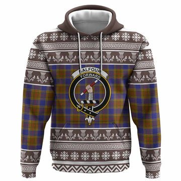Balfour Clan Tartan Christmas Hoodie with Family Crest