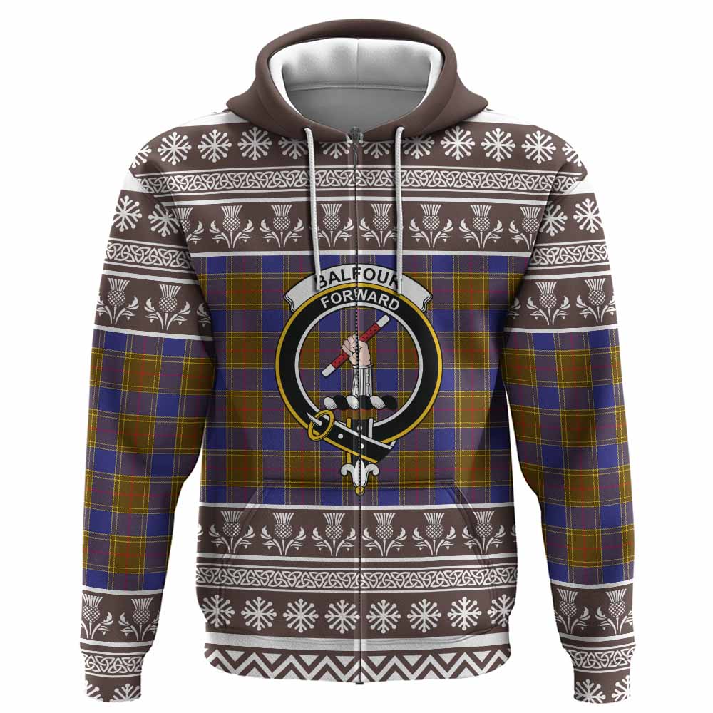 Balfour Clan Tartan Christmas Hoodie with Family Crest - Tartan Vibes Clothing
