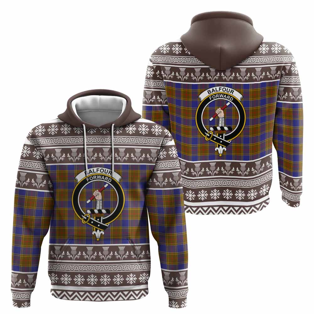 Balfour Clan Tartan Christmas Hoodie with Family Crest - Tartan Vibes Clothing