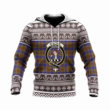 Balfour Clan Tartan Christmas Knitted Hoodie with Family Crest