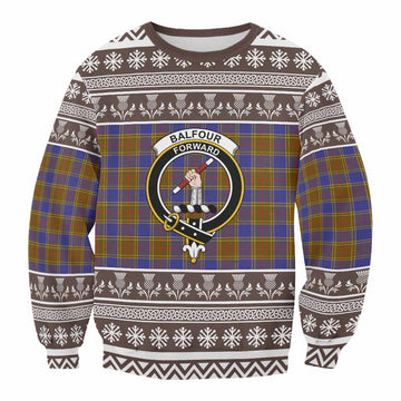 Balfour Clan Tartan Christmas Sweatshirt with Family Crest