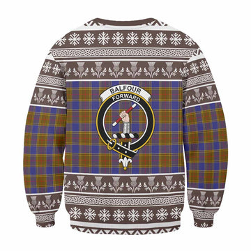 Balfour Clan Tartan Christmas Sweatshirt with Family Crest