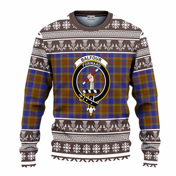 Balfour Clan Tartan Christmas Ugly Sweater with Family Crest