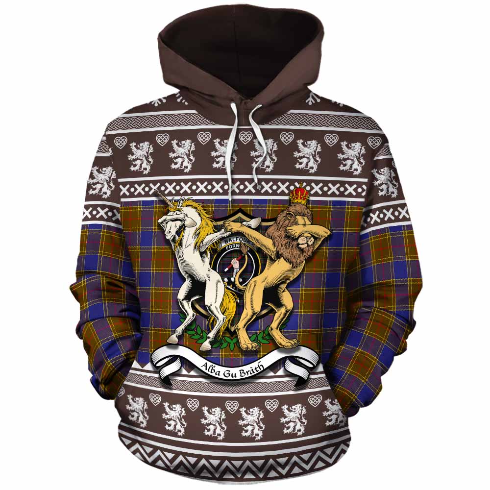 Balfour Clan Tartan Crest Christmas Cotton Hoodie Coat of Arms Funny Style - Tartan Vibes Clothing