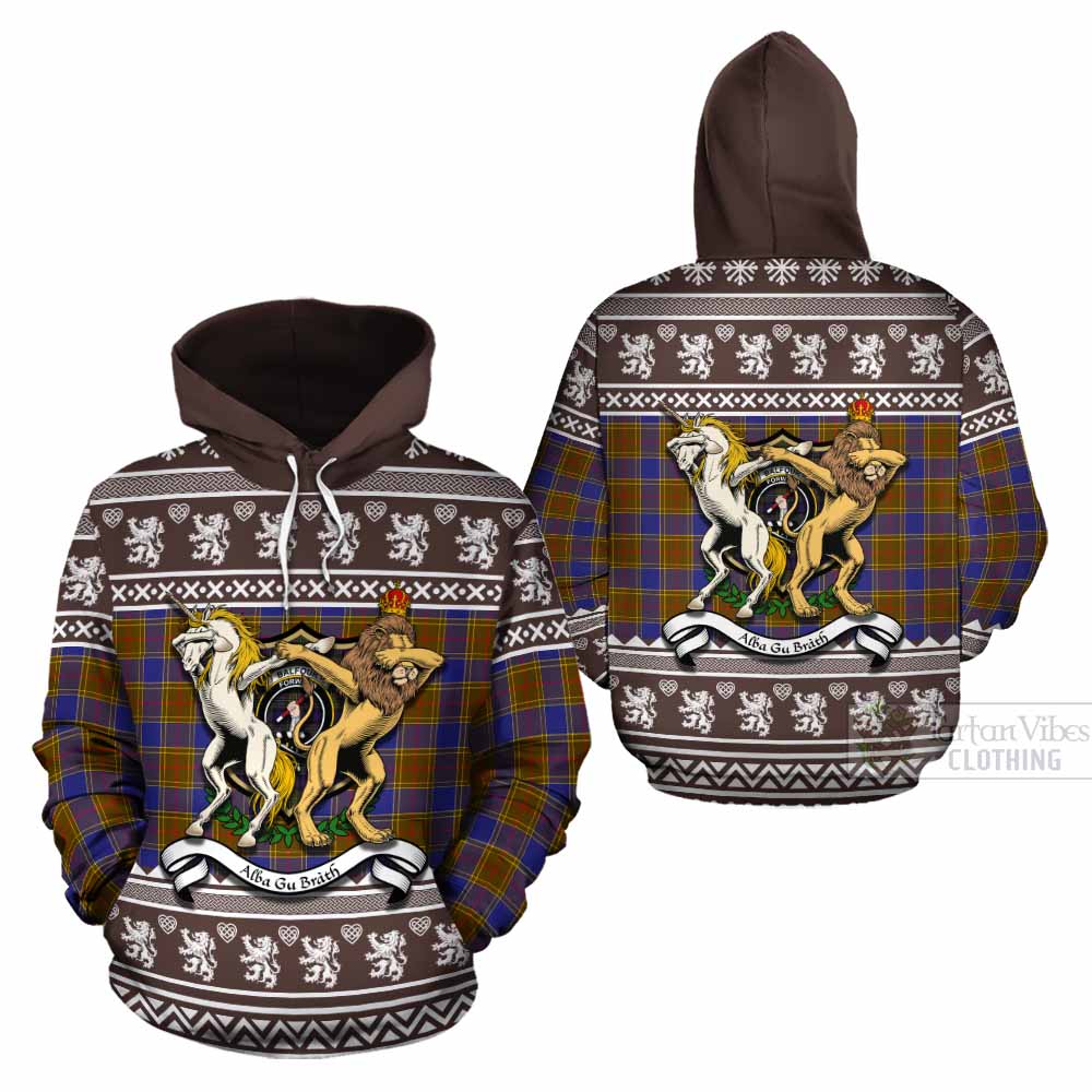 Balfour Clan Tartan Crest Christmas Cotton Hoodie Coat of Arms Funny Style - Tartan Vibes Clothing