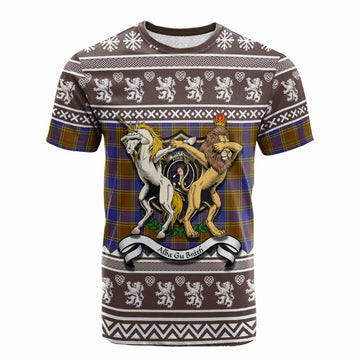 Balfour Clan Tartan Crest Christmas Cotton T-shirt Coat of Arms Funny Style