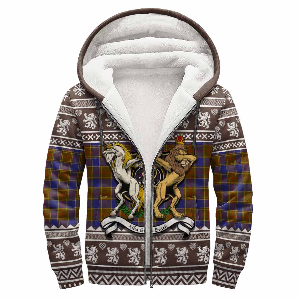 Balfour Clan Tartan Crest Christmas Fleece Hoodie Coat of Arms Funny Style - Tartan Vibes Clothing