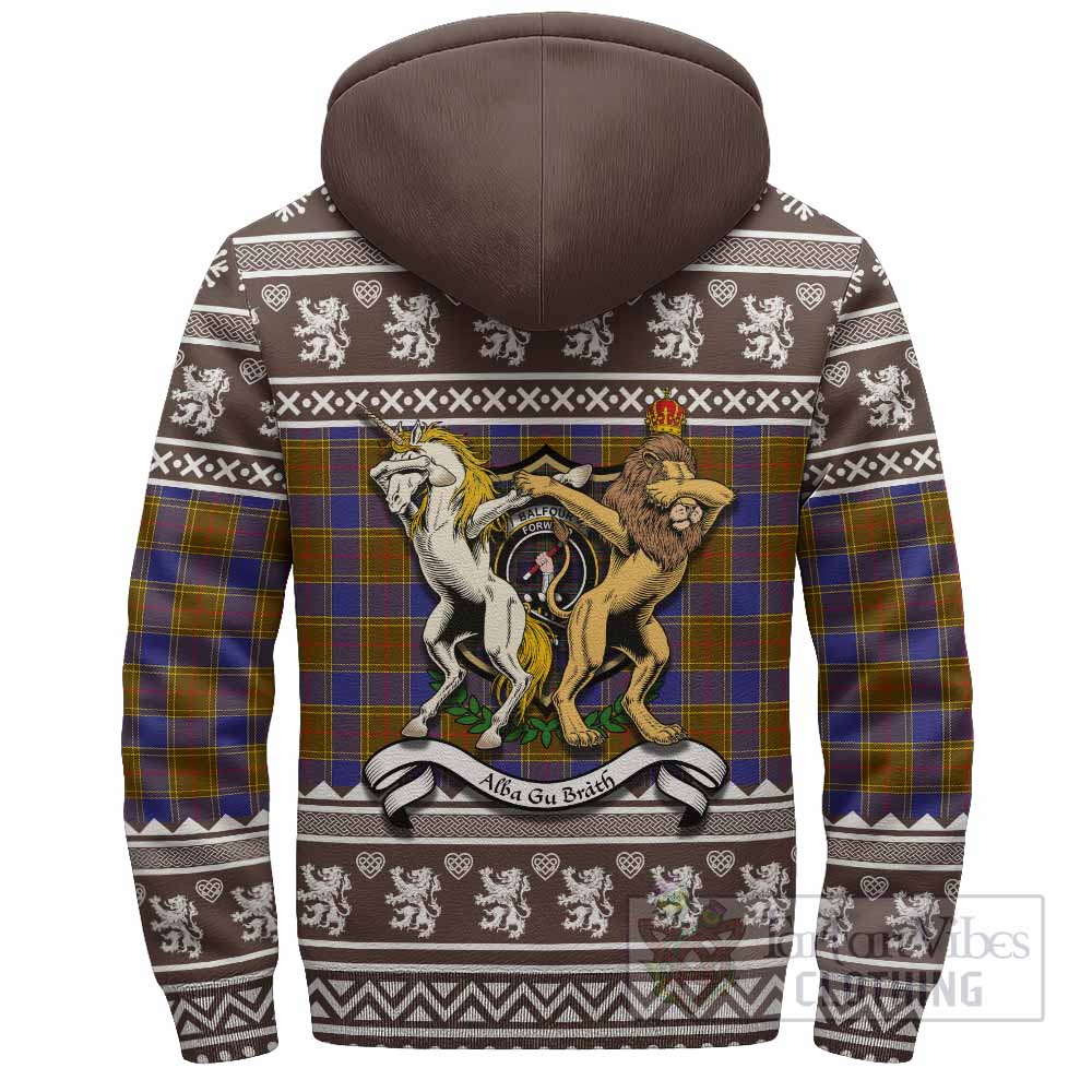 Balfour Clan Tartan Crest Christmas Fleece Hoodie Coat of Arms Funny Style - Tartan Vibes Clothing