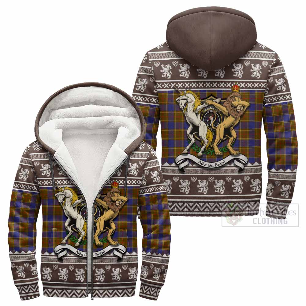 Balfour Clan Tartan Crest Christmas Fleece Hoodie Coat of Arms Funny Style - Tartan Vibes Clothing