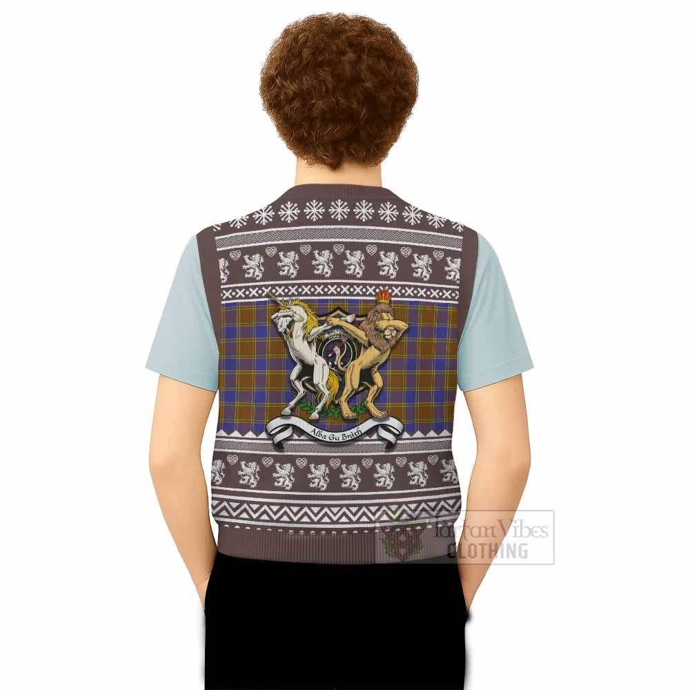 Balfour Clan Tartan Crest Christmas Knitted V-Neck Vest Coat of Arms Funny Style - Tartan Vibes Clothing