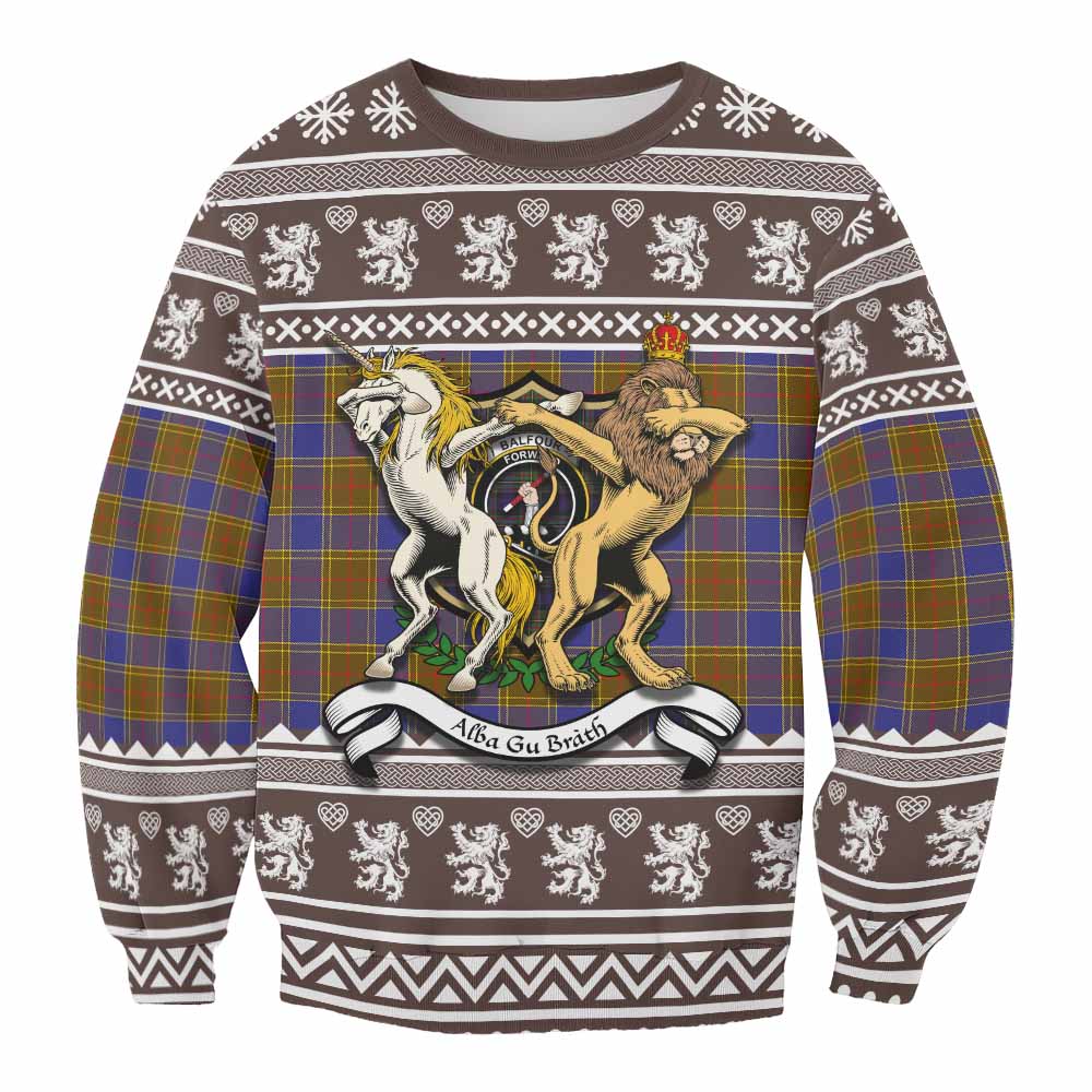 Balfour Clan Tartan Crest Christmas Sweatshirt Coat of Arms Funny Style - Tartan Vibes Clothing