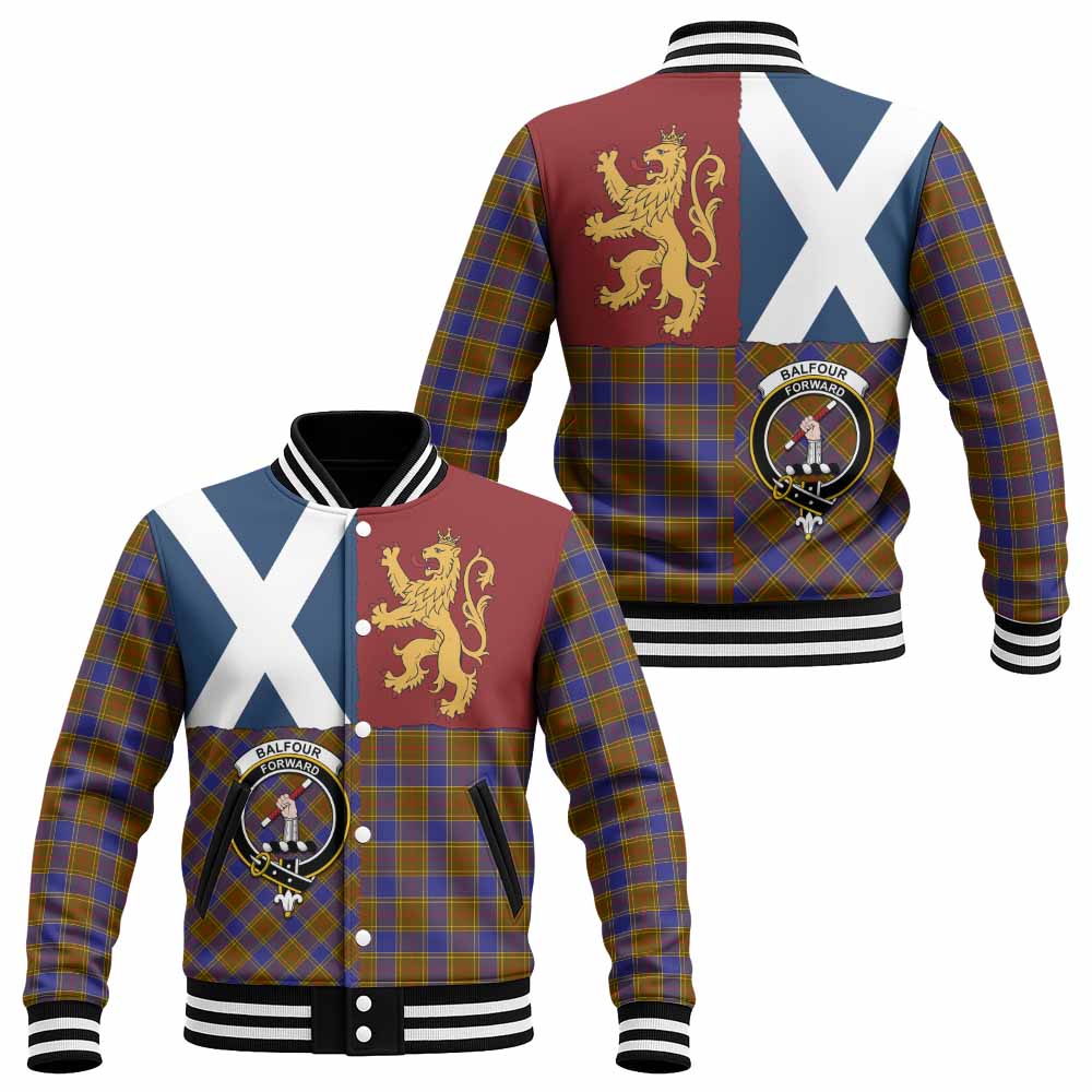 Balfour Crest Tartan Baseball Jacket with Lion Rampant Saltire Style