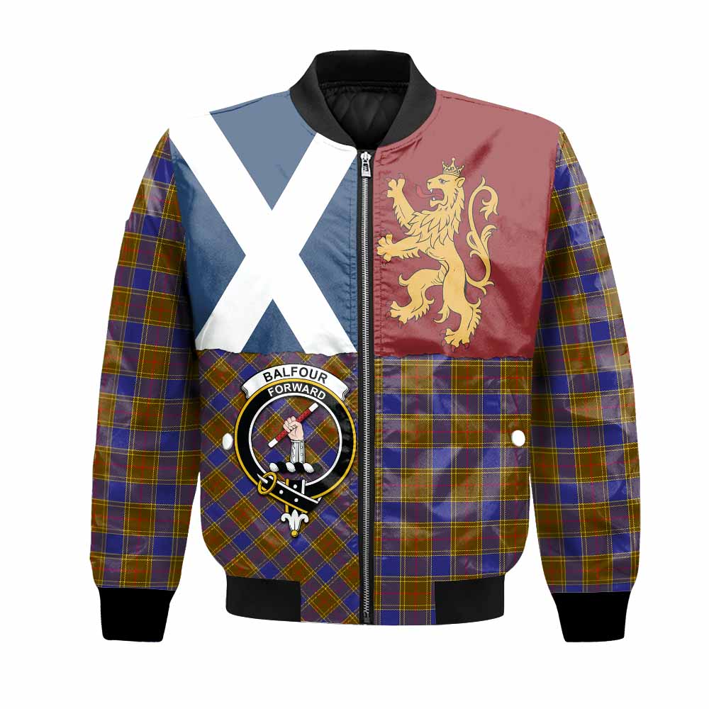 Balfour Crest Tartan Bomber Jacket with Lion Rampant Saltire Style