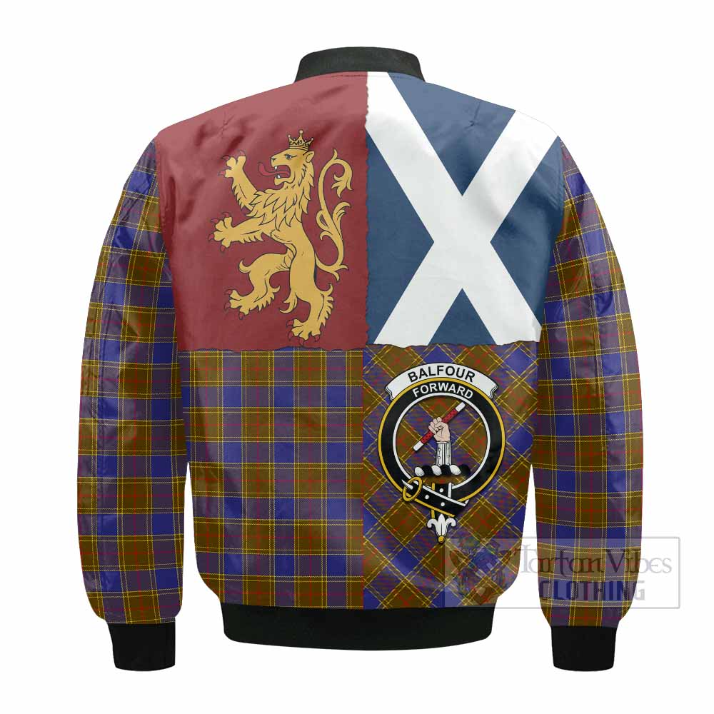 Balfour Crest Tartan Bomber Jacket with Lion Rampant Saltire Style