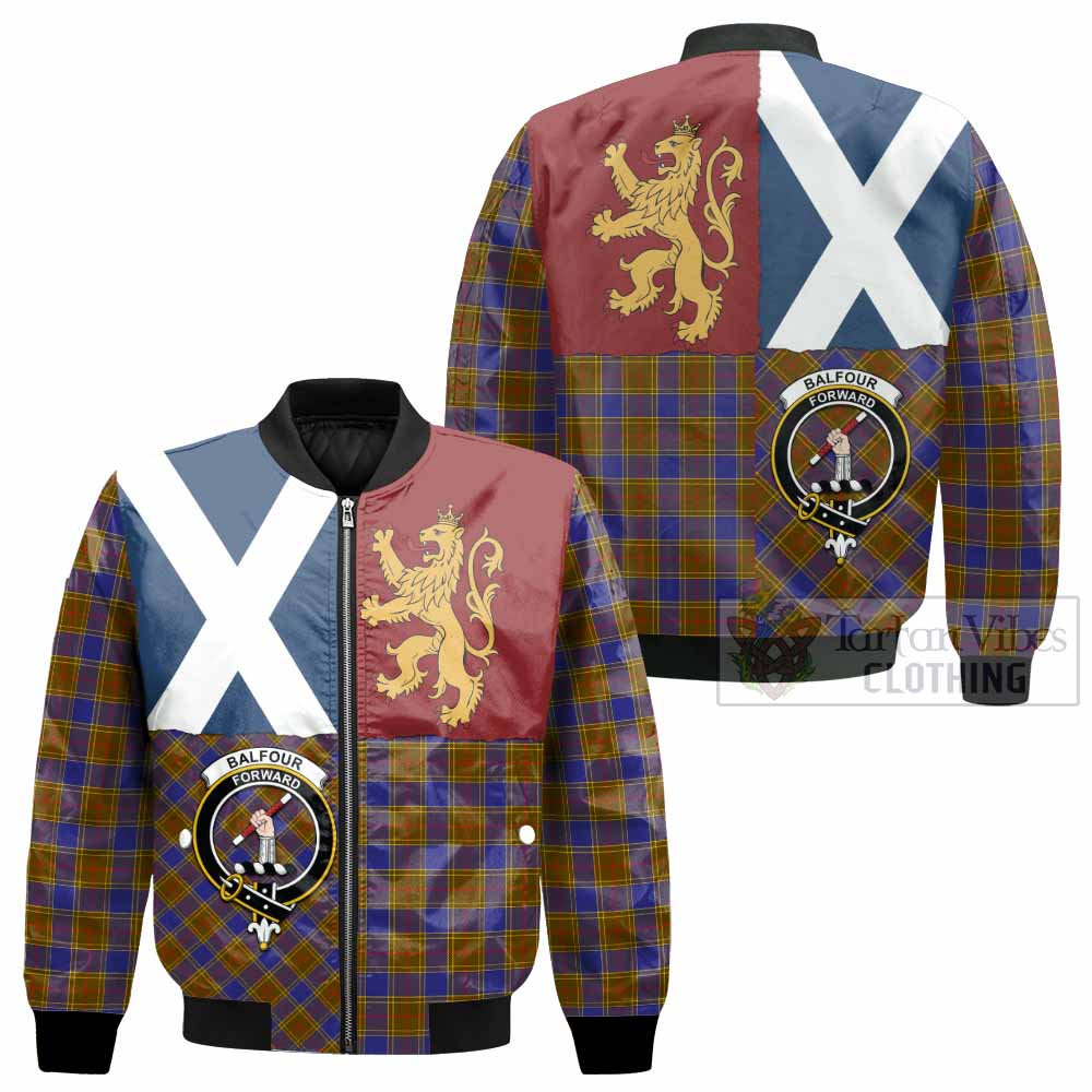 Balfour Crest Tartan Bomber Jacket with Lion Rampant Saltire Style