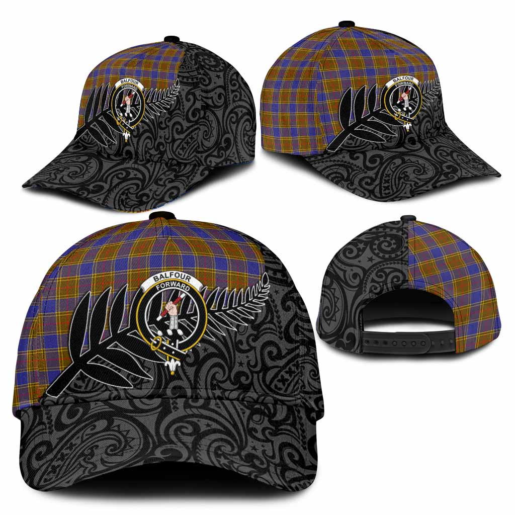 Balfour Crest Tartan Classic Cap with New Zealand Silver Fern Half Style
