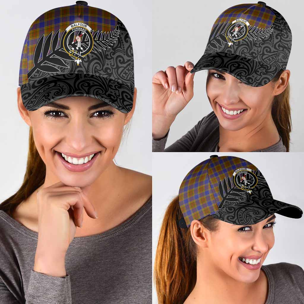 Balfour Crest Tartan Classic Cap with New Zealand Silver Fern Half Style