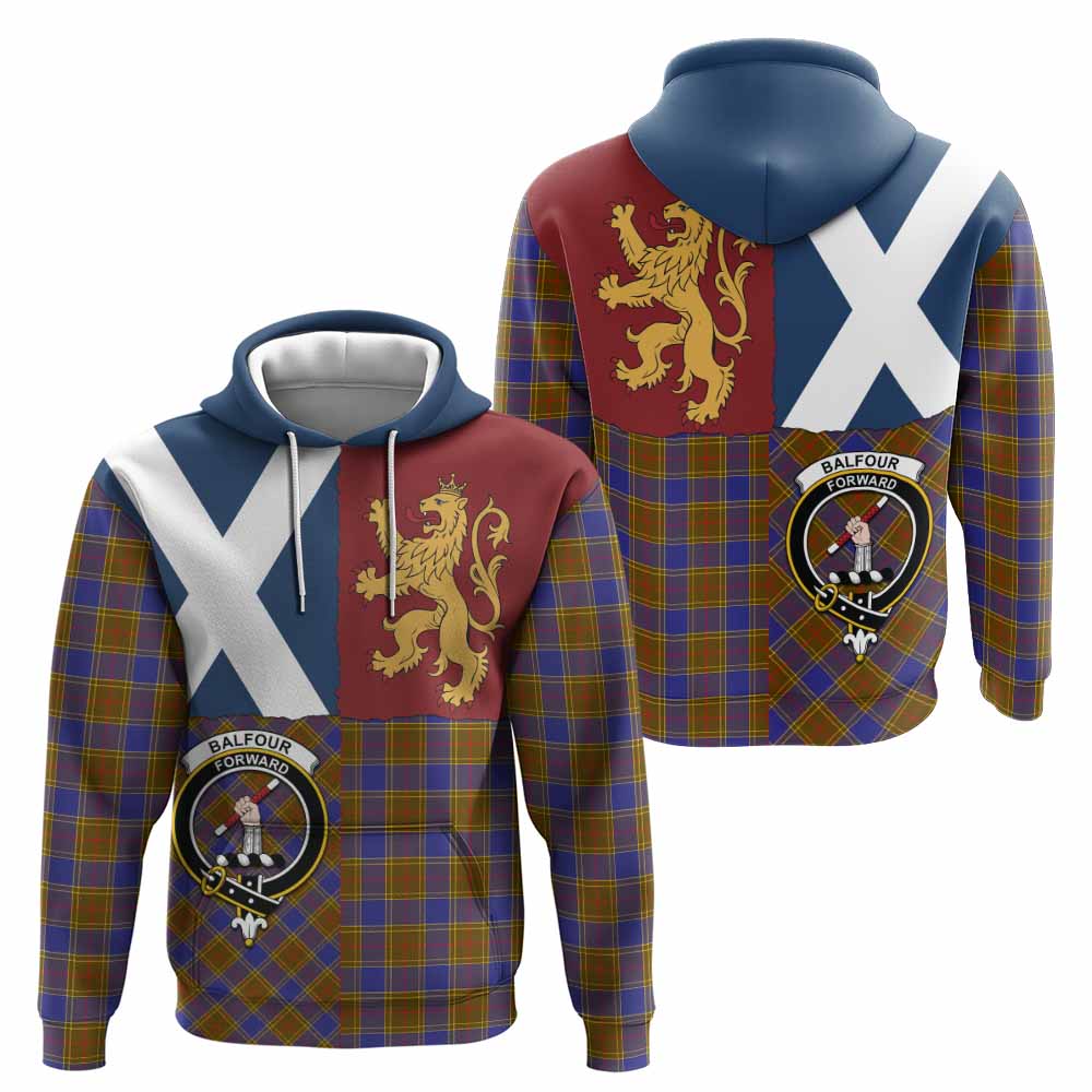 Balfour Crest Tartan Hoodie with Lion Rampant Saltire Style