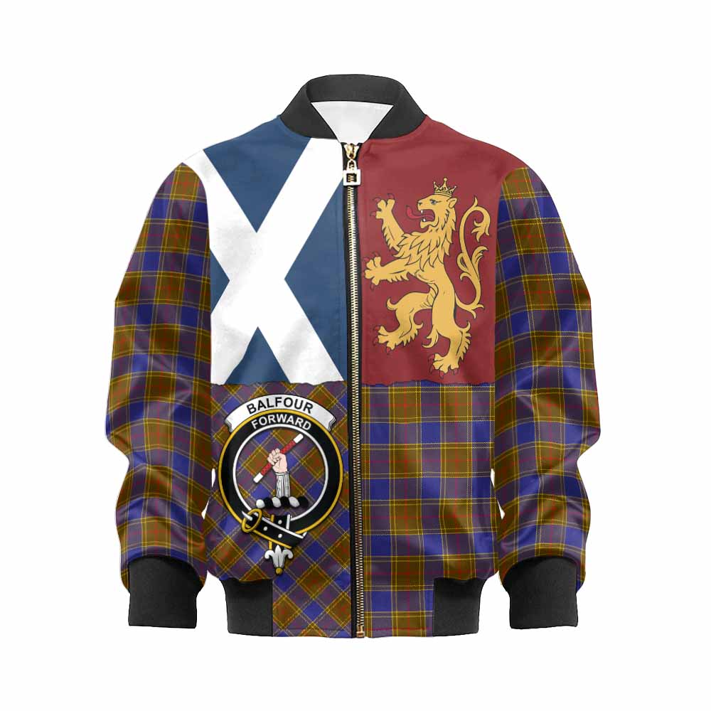 Balfour Crest Tartan Kid Bomber Jacket with Lion Rampant Saltire Style - Tartan Vibes Clothing