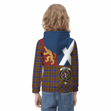 Balfour Crest Tartan Kid Hoodie with Lion Rampant Saltire Style - Tartan Vibes Clothing