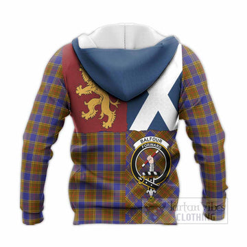 Balfour Crest Tartan Knitted Hoodie with Lion Rampant Saltire Style
