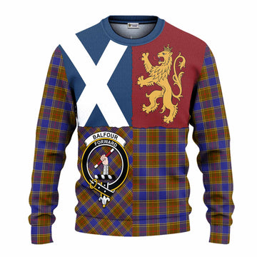 Balfour Crest Tartan Knitted Sweater with Lion Rampant Saltire Style
