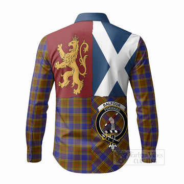 Balfour Crest Tartan Long Sleeve Button Shirts with Lion Rampant Saltire Style