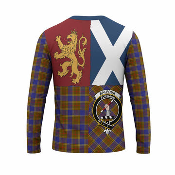 Balfour Crest Tartan Long Sleeve T-Shirt with Lion Rampant Saltire Style