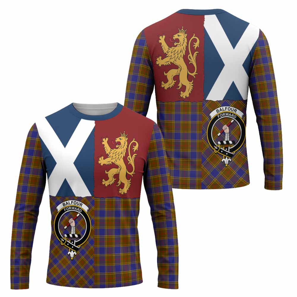 Balfour Crest Tartan Long Sleeve T-Shirt with Lion Rampant Saltire Style