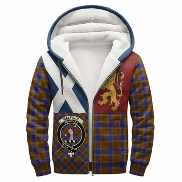 Balfour Crest Tartan Sherpa Hoodie with Lion Rampant Saltire Style