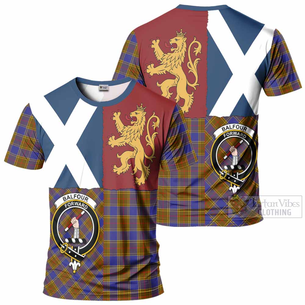 Balfour Crest Tartan T-Shirt with Lion Rampant Saltire Style