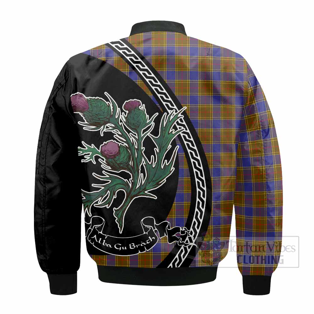 Balfour Family Crest Tartan Bomber Jacket Alba Thistle Inspired - Tartan Vibes Clothing