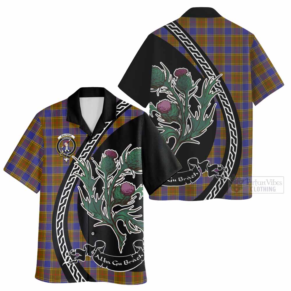 Balfour Family Crest Tartan Hawaiian Shirt Alba Thistle Inspired - Tartan Vibes Clothing