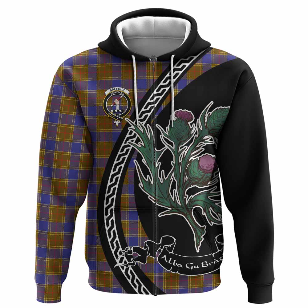 Balfour Family Crest Tartan Hoodie Alba Thistle Inspired - Tartan Vibes Clothing