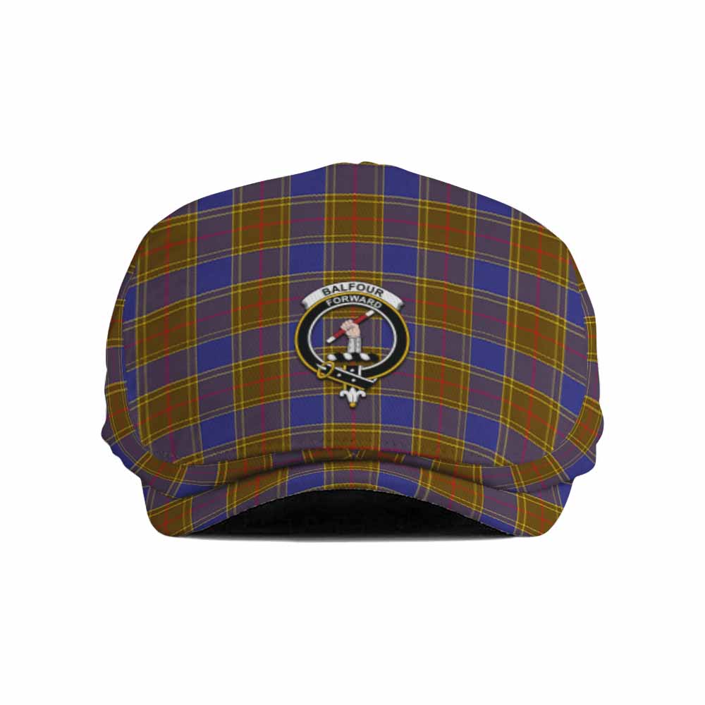Balfour Family Crest Tartan Jeff Cap, Tartan Flat Cap