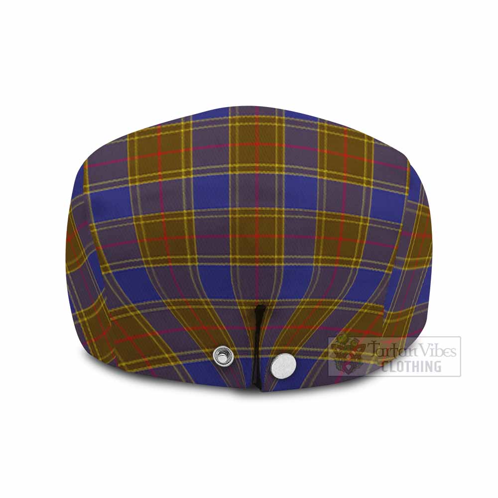Balfour Family Crest Tartan Jeff Cap, Tartan Flat Cap