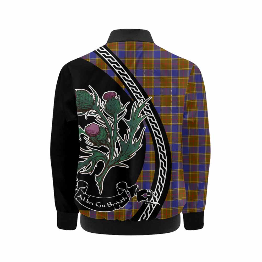 Balfour Family Crest Tartan Kid Bomber Jacket Alba Thistle Inspired - Tartan Vibes Clothing