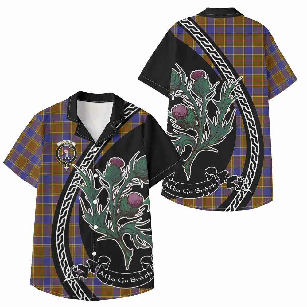 Balfour Family Crest Tartan Kid Hawaiian Shirt Alba Thistle Inspired - Tartan Vibes Clothing