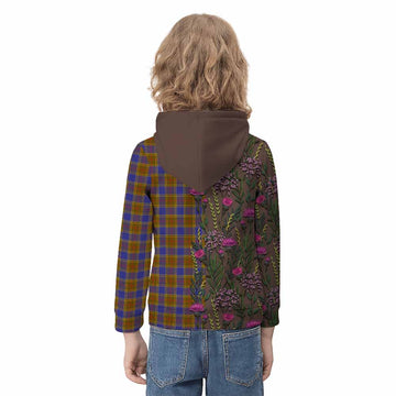 Balfour Family Crest Tartan Kid Hoodie Scottish Thistle Flower Pattern Half Style - Tartan Vibes Clothing