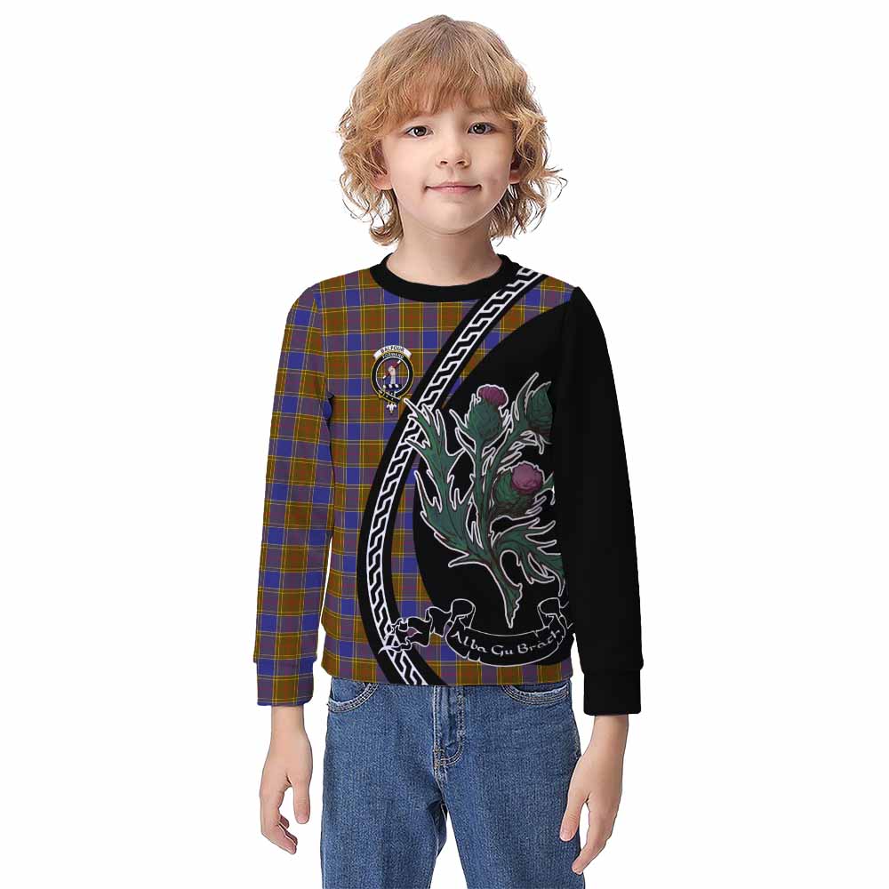 Balfour Family Crest Tartan Kid Knitted Sweatshirt Alba Thistle Inspired - Tartan Vibes Clothing