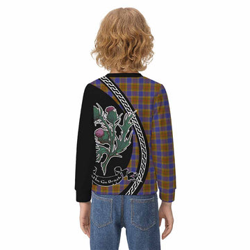 Balfour Family Crest Tartan Kid Knitted Sweatshirt Alba Thistle Inspired - Tartan Vibes Clothing